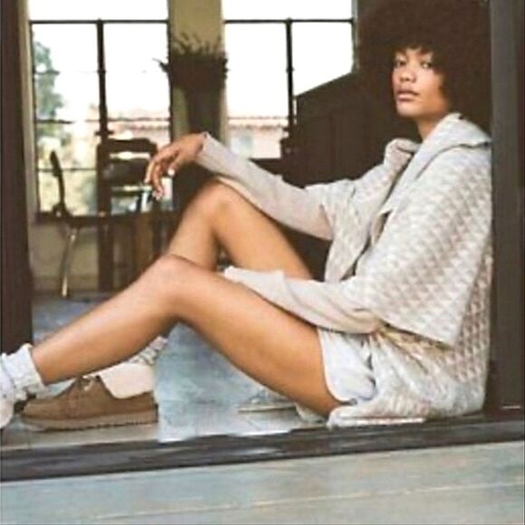 Anthropologie Two-Toned Cream Open Front Shawl Neck Collar Cardigan Sweater - Picture 4 of 15